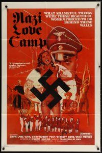 9x552 NAZI LOVE CAMP 1sh '77 classic bad taste image of tortured girls & swastika!