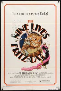 9x569 NINE LIVES OF FRITZ THE CAT 1sh '74 Robert Crumb, great art of smoking cartoon feline!