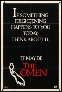 9x581 OMEN teaser 1sh '76 Gregory Peck, Lee Remick, Satanic horror, it may be!