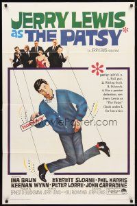 9x600 PATSY 1sh '64 wacky image of star & director Jerry Lewis hanging from strings like a puppet!