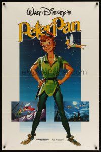 9x604 PETER PAN 1sh R82 Walt Disney animated cartoon fantasy classic, great full-length art!