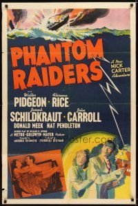 9x605 PHANTOM RAIDERS 1sh '40 Walter Pidgeon as detective Nick Carter, Jacques Tourneur