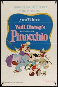 9x608 PINOCCHIO 1sh R78 Disney classic fantasy cartoon about a wooden boy who wants to be real!