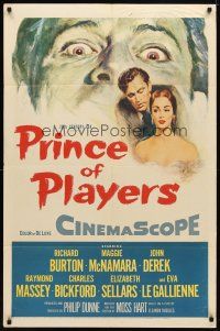 9x620 PRINCE OF PLAYERS 1sh '55 Richard Burton as Edwin Booth, perhaps greatest stage actor ever!