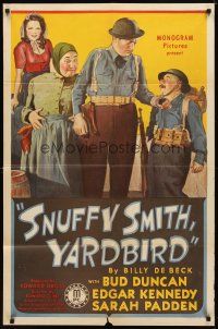 9x625 PRIVATE SNUFFY SMITH 1sh '42 Bud Duncan, Edgar Kennedy, wacky stone litho art!