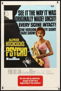 9x627 PSYCHO 1sh R69 sexy half-dressed Janet Leigh, Anthony Perkins, Alfred Hitchcock