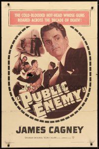 9x628 PUBLIC ENEMY 1sh R54 William Wellman directed classic, James Cagney & Jean Harlow!