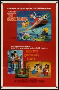 9x643 RESCUERS/MICKEY'S CHRISTMAS CAROL 1sh '83 Disney package for the holiday season!