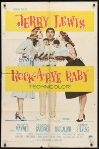 9x650 ROCK-A-BYE BABY 1sh '58 Jerry Lewis with Marilyn Maxwell, Connie Stevens, and triplets!