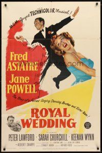 9x654 ROYAL WEDDING 1sh '51 great image of dancing Fred Astaire & sexy Jane Powell!