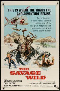 9x675 SAVAGE WILD 1sh '70 Yukon animal violence, Gordon Eastman, AIP!