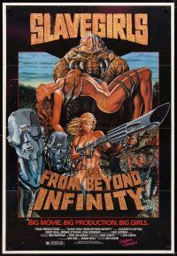 9x767 SLAVE GIRLS FROM BEYOND INFINITY 1sh '87 wild sci-fi art of sexy girl with huge gun!