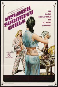 9x842 SWEDISH SORORITY GIRLS 1sh '77 sexy Heather Young, x-rated, the all night play girls!