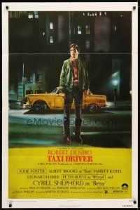9x864 TAXI DRIVER 1sh '76 classic art of Robert De Niro by cab, directed by Martin Scorsese!