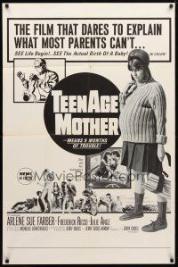 9x869 TEENAGE MOTHER 1sh '66 way more than nine months of trouble, Jerry Gross camp classic!