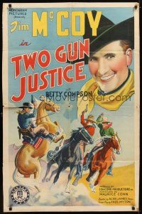 9x919 TWO GUN JUSTICE 1sh '38 Tim McCoy, Betty Compson, John Merton in western cowboy action!
