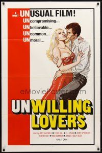 9x921 UNWILLING LOVERS 1sh '77 uncompromising, unbelievable, great art of very sexy Jody Maxwell!