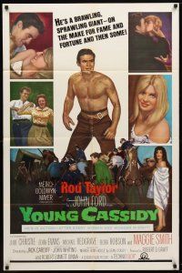 9x990 YOUNG CASSIDY 1sh '65 John Ford, bellowing, brawling, womanizing Rod Taylor!