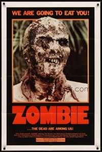 9x997 ZOMBIE 1sh '79 Zombi 2, Lucio Fulci classic, gross c/u of undead, we are going to eat you!