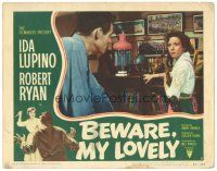 9y270 BEWARE MY LOVELY LC #7 '52 flm noir, Ida Lupino trapped by creepy Robert Ryan!