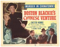 9y025 BOSTON BLACKIE'S CHINESE VENTURE TC '49 Chester Morris holding Asian mask & hatchet!