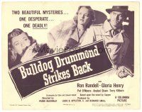 9y028 BULLDOG DRUMMOND STRIKES BACK TC '47 detective Ron Randall & Gloria Henry, deadly mystery!
