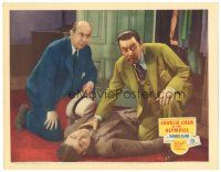 9y343 CHARLIE CHAN AT THE OLYMPICS LC '37 c/u of Asian detective Warner Oland kneeling over body!