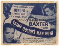 9y041 CRIME DOCTOR'S MAN HUNT TC '46 Warner Baxter, Ellen Drew, from famous radio program!