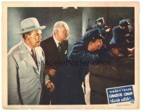 9y391 DARK ALIBI LC '46 Sidney Toler as Charlie Chan with cops aiming guns behind barricade!