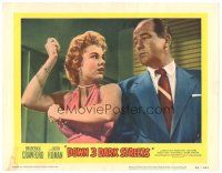 9y423 DOWN 3 DARK STREETS LC #7 '54 close up of Broderick Crawford staring at sexy Martha Hyer!