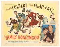 9y053 FAMILY HONEYMOON TC '48 great artwork of newlyweds Claudette Colbert & Fred MacMurray!
