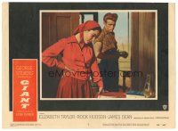 9y488 GIANT LC #3 '56 image of James Dean & Elizabeth Taylor, directed by George Stevens!