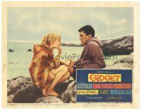 9y492 GIDGET LC #7 '59 great close up of cute Sandra Dee & James Darren on rocky beach!