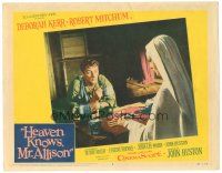9y518 HEAVEN KNOWS MR. ALLISON LC #3 '57 Robert Mitchum & nun Deborah Kerr playing backgammon!