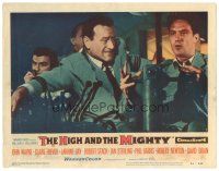 9y523 HIGH & THE MIGHTY LC #7 '54 c/u of John Wayne & Robert Stack, directed by William Wellman!