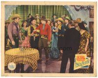 9y526 HIT THE SADDLE LC '37 The Three Mesquiteers, Rita Hayworth watches men fight in saloon!