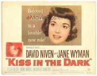 9y100 KISS IN THE DARK TC '49 close up headshot of Jane Wyman + kissing David Niven!