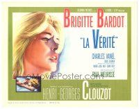 9y102 LA VERITE TC '61 close up art of super sexy Brigitte Bardot, Henri-Georges Clouzot