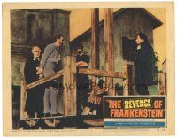 9y775 REVENGE OF FRANKENSTEIN LC #2 '58 cool image of Peter Cushing being led to gallows!