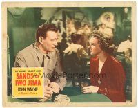 9y804 SANDS OF IWO JIMA LC #6 '50 c/u of WWII Marine John Wayne & Julie Bishop having a drink!