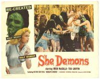 9y832 SHE DEMONS LC '58 great image of sexy half-dressed female monsters attacking Gene Roth!