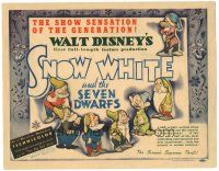 9y001 SNOW WHITE & THE SEVEN DWARFS TC '37 Disney's first feature, 1,000 artists worked 3 years!