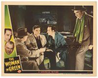 9y985 WOMAN IN GREEN LC '45 Basil Rathbone as Sherlock Holmes & Nigel Bruce as Watson question man!