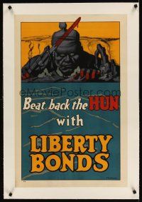 9z013 BEAT BACK THE HUN WITH LIBERTY BONDS linen 20x30 WWI war poster '18 Frederick Strothmann art!