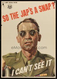 9z033 SO THE JAP'S A SNAP? 29x40 WWII war poster '44 art of blinded soldier who can't see it!