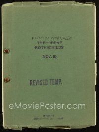1a097 HOUSE OF ROTHSCHILD revised temporary script November 15, 1933 screenplay by Johnson & Howell