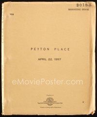 1a156 PEYTON PLACE shooting final draft script April 22, 1957, screenplay by John Michael Hayes!