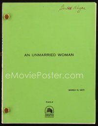 1a226 UNMARRIED WOMAN revised final script March 11, 1977, screenplay by Paul Mazursky!