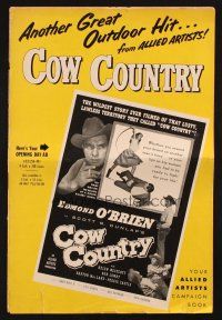1c538 COW COUNTRY pressbook '53 Edmond O'Brien, love as violent as the lawless life they led!