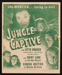 1c675 JUNGLE CAPTIVE pressbook '45 Vicky Lane as the Ape Woman, Rondo Hatton as Moloch the Brute!